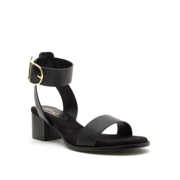 Black Open Toe Block Heel Sandals - Picture 4 of 4